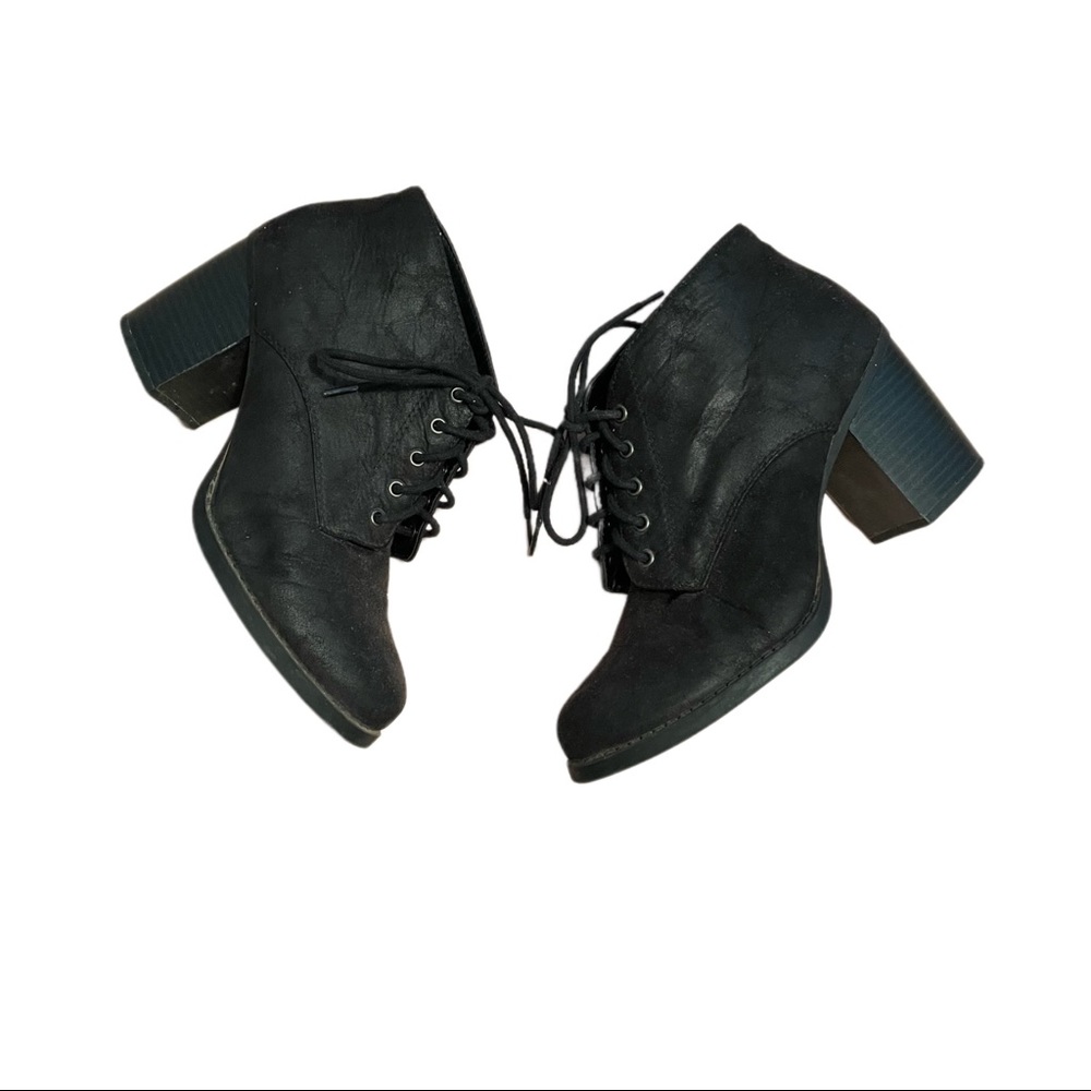 Black lace up booties